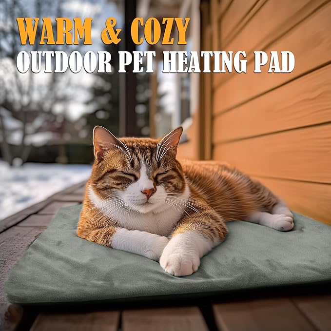 PETNF Outdoor Pet Heating Pad for Cats House Safe Electric Cat Warming Pad Waterproof Heated Cat House for Outside Feral Animal Outdoor Heat Dog Bed Mat 20"X16"