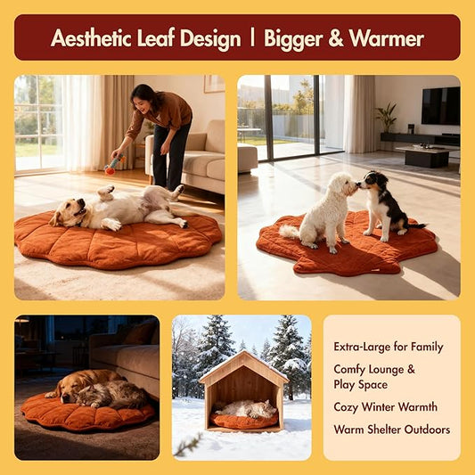 Vagascape Large Dog Heating Pad Waterproof Electric Heated Pet Beds for Indoor Outdoor, Adjustable Temperature Heated Pet Beds, Washable Red Shall Shaped Cat Heating Pad Non Slip Bottom(35"X27")