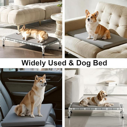 Elevated Raised Outdoor Dog Bed - Cooling Lifted Outside Dogs Bed with Cushion Mat Dog Hammock Bed with Stainless Steel Frame Portable Puppy Pet Bed for Indoor & Outdoor ((M-): 34" x 20" x 8")