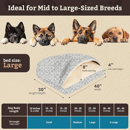 Snoozer Pet Products Luxury Rectangle Cozy Cave, Wag Collection, Large, Ramey Gray
