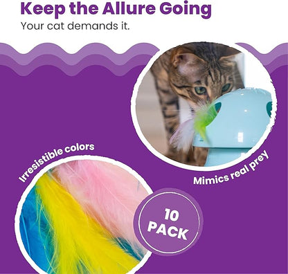 Catstages Dart N' Dash Replacement Feathers for Cat Track Toy – 10 Pack of Colorful Feathers for Interactive Play, Teasing & Mental Stimulation