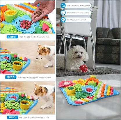 AMIR Snuffle Mat for Dogs, Sniff Mat for Dogs, Slow Feeding Mat, Dog Snuffle Mat Encourages Natural Foraging Skills, Slow Eating, Help Stress Relief and Training, Dog Puzzle Toys, 15 inch