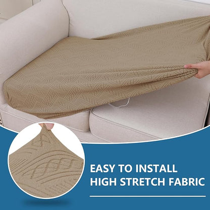 hyha Individual Couch Cushion Covers, Stretch Magic Sofa Seat Cushion Covers Washable, Dog Couch Sofa Slipcover for Pets, Kid with Elastic Bottom(3PC, Camel)