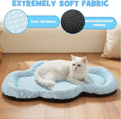 Shinylin Cooling Mat Summer Cool Pet Cat Sleeping Pad Thicken Puppy Sleeping Blanket Cloud Washable Breathable Non-Slip Pup Cat Pad for Summer Pet Chair Floor Kennel(Blue,26" X 16")