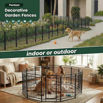 Dog Playpen Outdoor 16 Panels 32'' Rustproof Metal Dog Fence with Gate Small Medium Portable Large Dog Play Pen 36FT, 96 Sq.ft for RV Camping, Trips, Play Yard