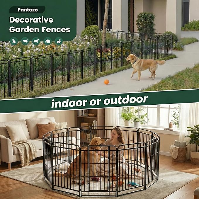 Dog Playpen Outdoor 8 Panels 47'' Rustproof Metal Dog Fence with Gate Small Medium Portable Large Dog Play Pen 18FT 71 Sq.ft for RV Camping, Trips, Play Yard