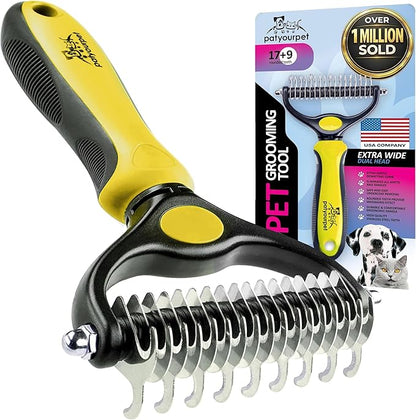 Pat Your Pet Deshedding Dog Brush For Shedding – Cat Brushes For Indoor Cats, Double-Sided Cat Brush Deshedding & Grooming Tool For Long Haired And Short Haired Dogs, Skin-Friendly