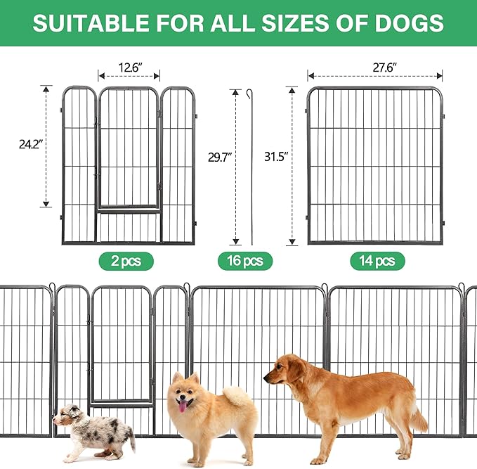 Nova Microdermabrasion 16 Panel Dog Playpen - 32" Height, Indoor/Outdoor, Small to Large Dogs, Puppy Kennel