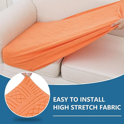 hyha Individual Couch Cushion Covers, Stretch Magic Sofa Seat Cushion Covers Washable, Dog Couch Sofa Slipcover for Pets, Kid with Elastic Bottom(Back Cover L, Orange)