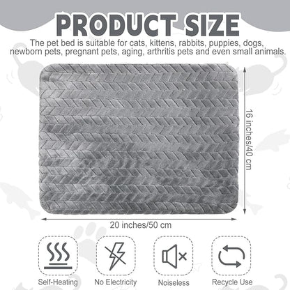 Drydiet 4 Pack Self Warming Cat Bed Mat Self Heating Pad for Dog Extra Warm Winter Pet Pad Washable Thermal Pads Mats for Pets Indoor Outdoor(Gray,16 x 20 Inch)