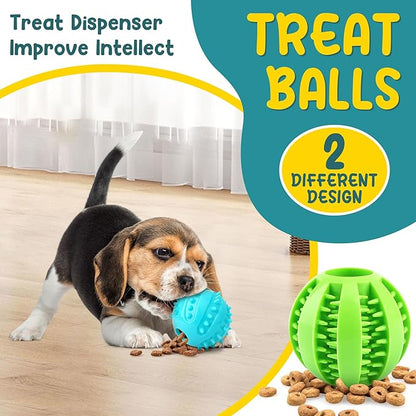 Puppy Toys for Teething, 6 Pack Interactive Dog Toys, 2.5" Squeaky Dog Balls and Treat Balls, Dog Chew Toys for Intellect Training, Small to Medium Breed