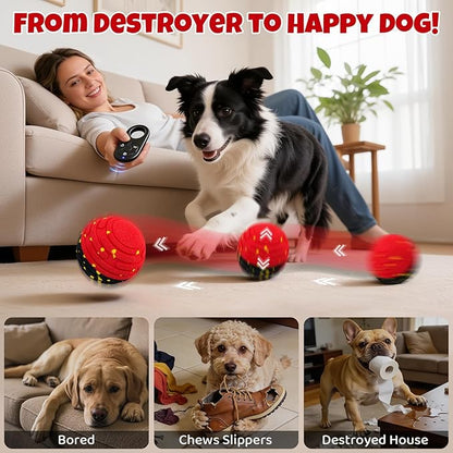 Interactive Dog Toy Ball with Remote Control - Bounce Ball for Dogs, Automatic Rolling, E-TPU Bite-Resistant, Stimulating Moving Dog Toys for Small Dogs, Medium and Large Dogs, Indoor & Outdoor