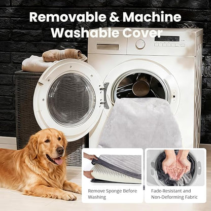 OhGeni Orthopedic Waterproof Dog Bed for Extra Large Dogs, Machine-Washable Removable Cover in Easy-Clean Fabric, High Density Foam & Easy-Carry Handle, Suitable for Crate, 47 inch (Gray)