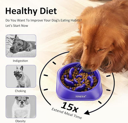 YINEYA 2PCS Slow Feeder Dog Bowls, Pet Supplies That Slow Down Eating, Pet Food Bowls, Maze Dog Puzzle Feeder for Medium Breed