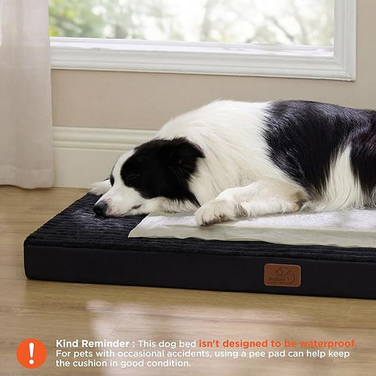 Bedsure ComfyFleece XL Dog Bed for Crate - Extra Large Orthopedic Pet Beds with Removable Washable Cover, NOT Waterproof Egg Crate Foam Mat for Pets Up to 80 lbs, 41"x27"x3.3", Not for Chewers