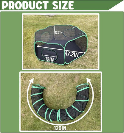 Pawtenda Outdoor Cat Enclosures for Indoor Cats, Portable Cat Tents for Outside, Outdoor Catio, Enclosed Cat Playpen with Tunnel, Pet Tents for Cats, Rabbit, Puppy and Other Small Animal
