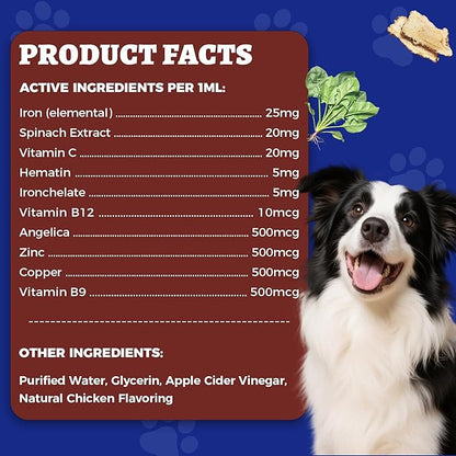 4oz Liquid Iron Supplement for Cats&Dogs-Vitamin B12&C-Cat Anemia Supplements, Hemoglobin Support,Lethargy,Pregnant Cat&Dog Essentials,Kitten & Puppy Supplements-Large Volume