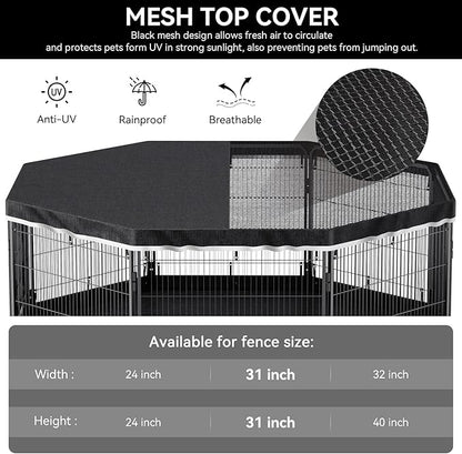 PJYuCien Dog Playpen Top Cover - Fits Most 8 Panels 32 Inch Width Metal Dog Fence Octagonal Pet Pen (Note: Only PlayPen Top Cover, NO PLAYPEN)