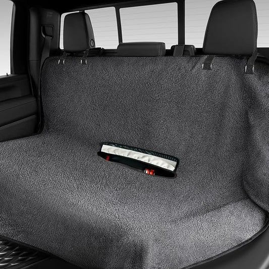 Car Seat Cover Towel, Waterproof Sweat Absorbent Back Seat Protector for Sedans SUVs & Minivans, Non-Slip Machine Washable Rear Bench Cover for Post-Gym, Beach, Pets & Kids (Gray)