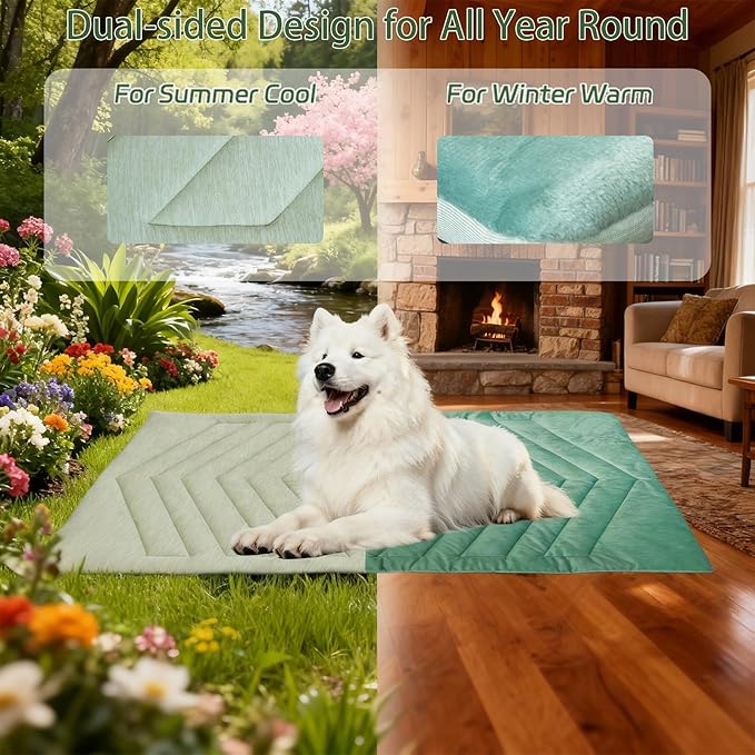 Cooling Mat for Dog,Dog Cooler Blanket for Crate, Summer Dogs Bed Pad, Washable Anti-Slip Pet Mats for Large Medium Dogs Sleeping, Multi-Use Kennel Pad for Floor Car Sofa