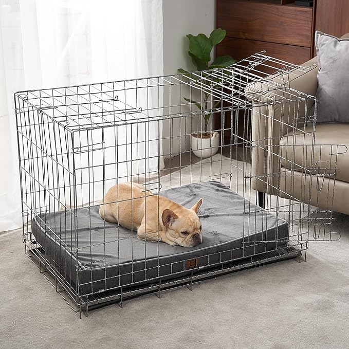 EHEYCIGA Orthopedic Dog Bed Waterproof 35"x23", Memory Foam Pet Bed for Larged Size Dogs, Washable Pet Mat with Removable Cover, Dark Grey