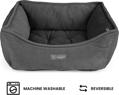 NANDOG Reversible Dog Bed from The Signature Collection– Luxury Cloud-Soft Pet Bed for Small to Medium Dogs & Cats, Premium Pet Gear, Reversible Design, Plush Comfort, Modern Style - Dark Grey