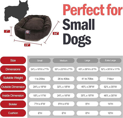 Majestic Pet Villa 24 Inch Shredded Memory Foam Dog Bed for Small Sized Dog 24x19x7 Inch–Orthopedic Pet Bed - Washable Small Puppy Mat with Head Support-Storm