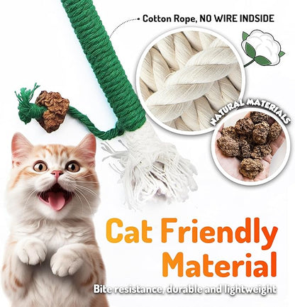 Cat Chew Toys 3PCS Sisal Ropes Toys for Indoor Cats Teeth Cleaning Toys for Kitten, Bite Resistant Catnip Toys Interactive Play Cat Nip Kitty Kicker Toys for All Breeds
