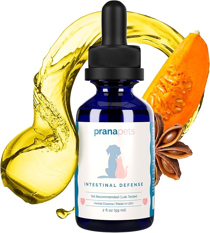 PranaPets Intestinal Defense Supplement for Dogs & Cats | Naturally Helps Digestive Issues in Pets | Herbal Formula | 2-Pack