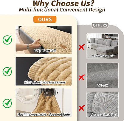 Couch Covers for Dogs Washable, Velvet Dog Couch Cover Protector, Fuzzy Plush Pet Sofa Cover for 3-4 Cushion Couch, Sofa Covers for Pets(1PC,Light Brown,27.6"x94.5",3-4 Seater Sofa Pad Cover)