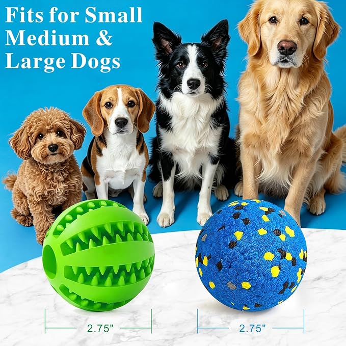 Idepet Dog Toy Ball Tennis Balls for Aggressive Chewers,Nontoxic Bite Resistant Toys ETPU High-Bounce Floating Fetch Toys for Teething for Small Medium Dogs (Bluegreen&BlueYellow, 4 Balls-2.75in)