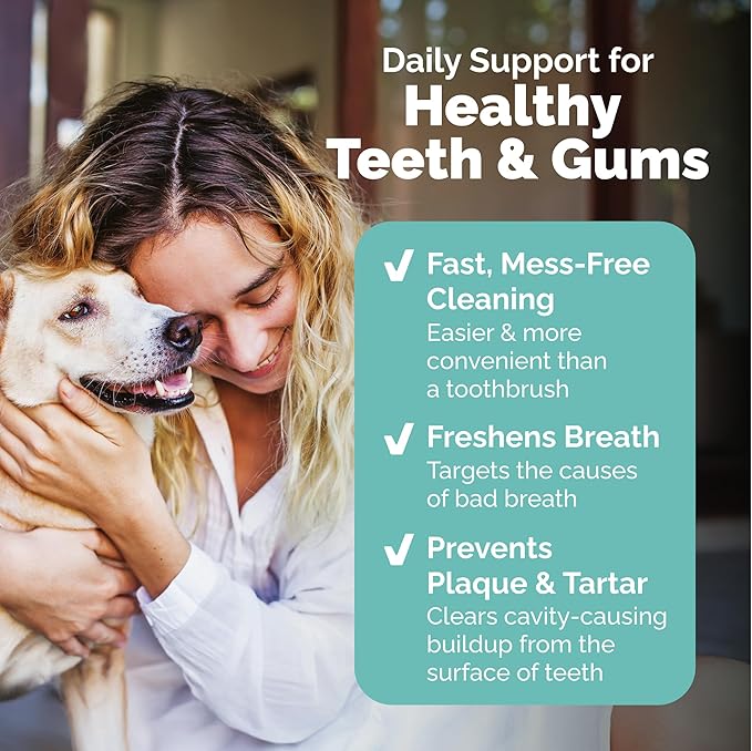 Vetnique Dentabliss - Dog Teeth Cleaning Finger Mitt Dental Wipe - Dog Plaque and Tartar Prevention with Brushing Beads - Convenient Dog Teeth Wipes with Peppermint, Dog Breath Freshener