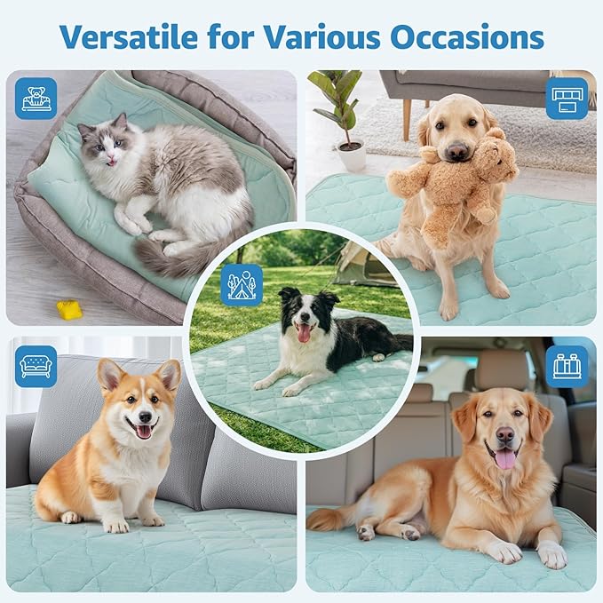 LOOBANI Dog Cooling Mat for Small Medium Dogs - 28" x 22" Pet Cooling Pad for Cats with Non-Slip Bottom, Portable Washable Cool Mat in Outdoor Summer, Couch, Bed, Kennels and Floor