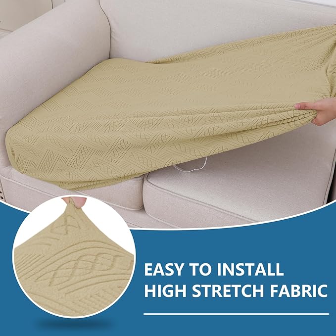 hyha Individual Couch Cushion Covers, Stretch Magic Sofa Seat Cushion Covers Washable, Dog Couch Sofa Slipcover for Pets, Kid with Elastic Bottom(Medium, Taupe)