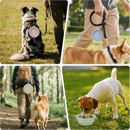2-Pack, LeeRound Collapsible Dog Bowls, 22OZ Large Breed Travel Bowls with Carabiner Clip, Portable Silicone Food & Water Bowls for Beach, Hiking, Camping, Car, Pet Outdoor&Home Daily Use