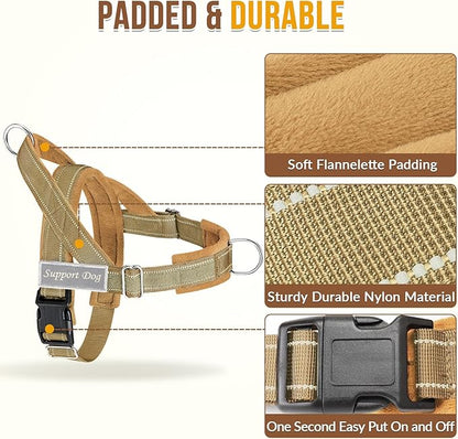 SlowTon No Pull Dog Harness - Heavy Duty Dog Harness and Leash Set for Medium Large Dogs, Reflective Tactical Harness with Soft Padded and Front Clip for Easy Walk and Training (Y, XL)