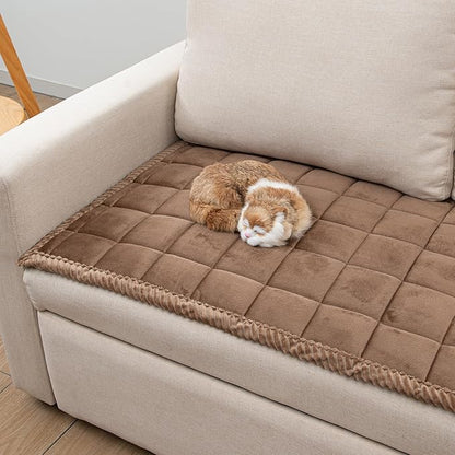 Couch Cover for Dogs Washable Pet Bed Fuzzy Pet Couch Covers Nonslip Couch Slipcover for Dogs, Kids, Pets Friendly Sofa Cover Loveseat Covers (Brown, 21''x51''/Rectangular)