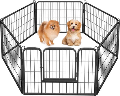 Yaheetech Wide Panel Dog Playpen, 6 Panels 24 inch High Pet Pen with Gate, Portable Indoor Outdoor Fence for Small/Medium Breed Dogs