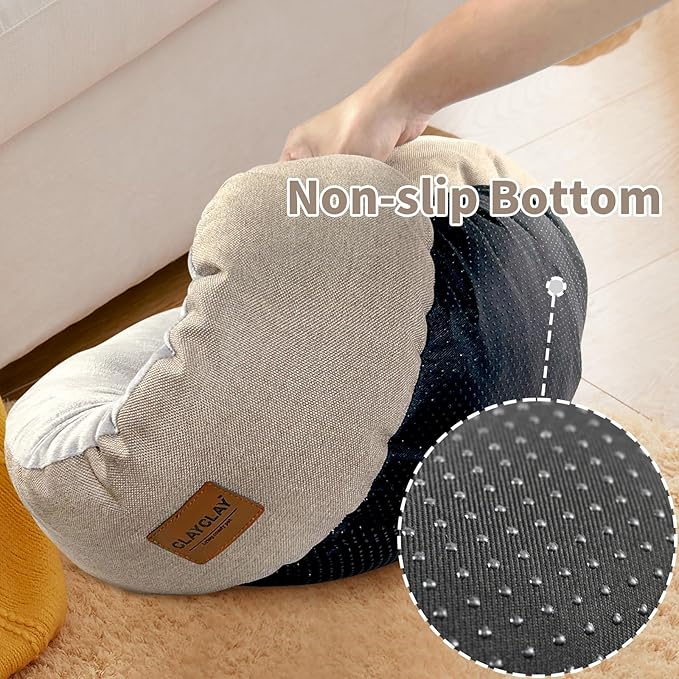 CLAYCLAY Cozy Round Cat Bed for Cats & Kittens, Soft Comfortable Plush Cushion, Non-Slip Machine Washable Donut-Shaped Sleep Bed, Ideal for Resting & Napping up to 45lbs (Large)