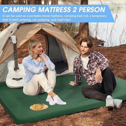 CYMULA Memory Foam Camping Mattress Pad,3inch Sleeping Pad for Camping,Non-Slip Bottom Floor Cot Car Mattress Bed with Retaining Portable Roll up Mattress Pad Mat for Travel Truck Guest Bed Tent