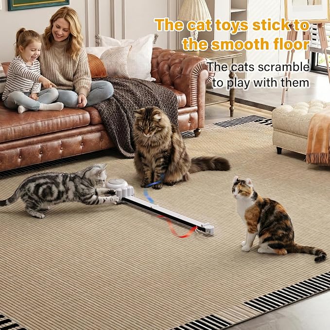 2-in-1 Electric Cat Wand – Rechargeable Auto Indoor Toy, Suction & Hanging Design, 2 Modes (Track Chase + Bounce),Perfect for Kittens & Adult Cats, Ultimate Cat Gift