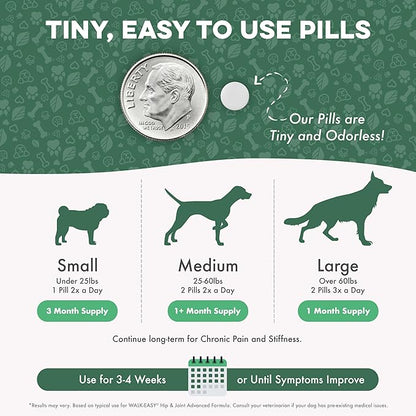 Advanced Hip and Joint Supplement for Dogs, Natural Extra Strength Dog Arthritis Pain Relief & Anti Inflammatory for Dogs Helps Limping, Mobility Issues, Hip Dysplasia, ACL Tears, 180 Tiny Pills