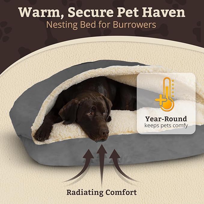 Snoozer Pet Products Luxury Rectangle Cozy Cave Dog Bed with Microsuede, Medium, Anthracite