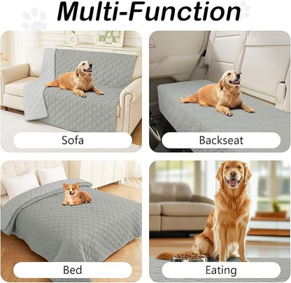 hyha Waterproof Dog Bed Blanket, Soft Pet Blankets, Waterproof Couch Cover for Dogs, Reversible Sofa Covers Washable for Furniture (30x53 Inch, Grey/Light Grey)