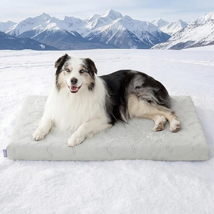 LE SURE Cooling Dog Bed, XL Q-Max>0.5 Cooling Mat with Removable Washable Cover, Breathable Orthopedic Egg Crate Foam Non-Slip Summer Pad for Extra Large Active/Senior/Long-Haired Pets, 41x27 Inch