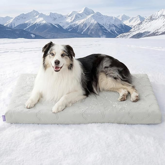 LE SURE Cooling Dog Bed, XL Q-Max>0.5 Cooling Mat with Removable Washable Cover, Breathable Orthopedic Egg Crate Foam Non-Slip Summer Pad for Extra Large Active/Senior/Long-Haired Pets, 41x27 Inch