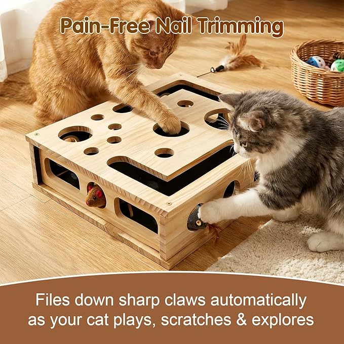 2026 New Cat Scratch Puzzle Enrichment Box, Cats Nail File Enrichment Box with Sandpaper Inside, Cat Toys Interactive for Indoor Cats Nail Scratcher, Stress-Free Alternative to Trimming Nails