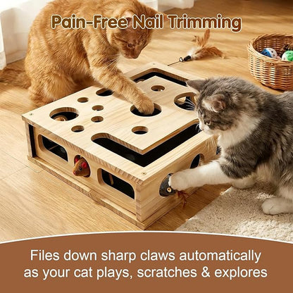 2026 New Cat Scratch Puzzle Enrichment Box, Cats Nail File Enrichment Box with Sandpaper Inside, Cat Toys Interactive for Indoor Cats Nail Scratcher, Stress-Free Alternative to Trimming Nails