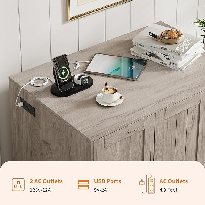 Extra Large Cat Litter Box Enclosure with Scratch Pad, Large Automatic Litter Box Furniture, Dog-Proof Litter Cabinet with Outlet, Space for Cat Stuffs