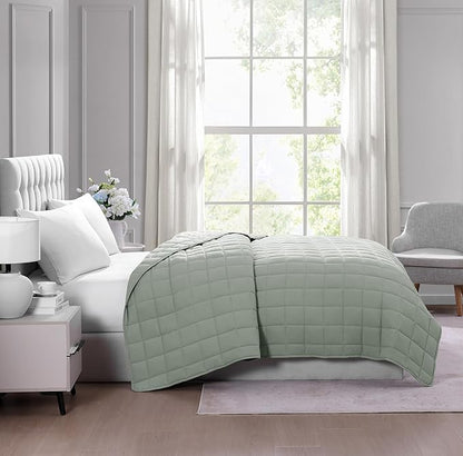 Casa Platino Quilted Blanket Full Size - Pre Washed - Soft & Lightweight- All Season Full Blanket - Premium Microfiber Down Alternative Bed Blankets - Mineral